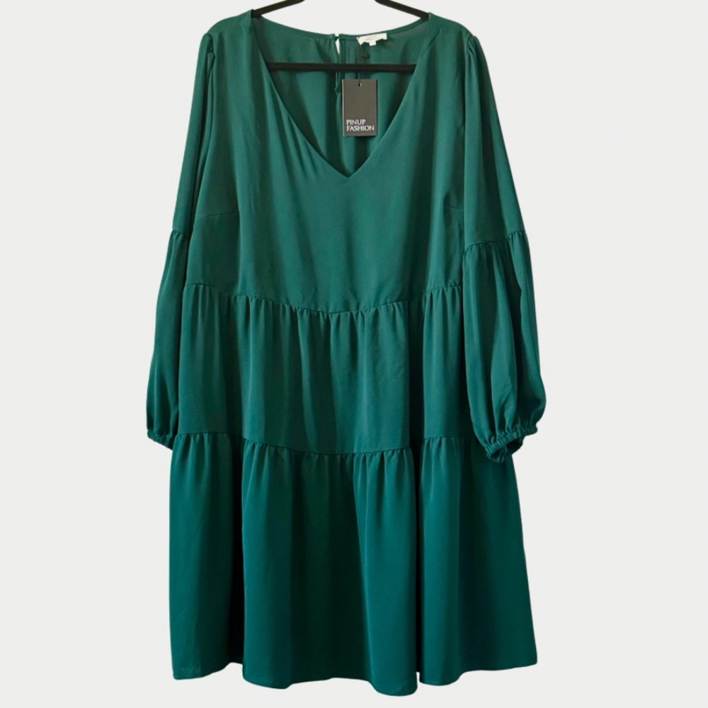 Dark Green Tiered Babydoll Dress Women’s Dress, NWT